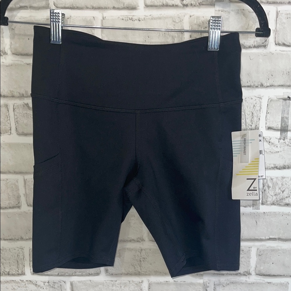 Zella High Waisted Women's Black Bike Shorts With Pockets Size S